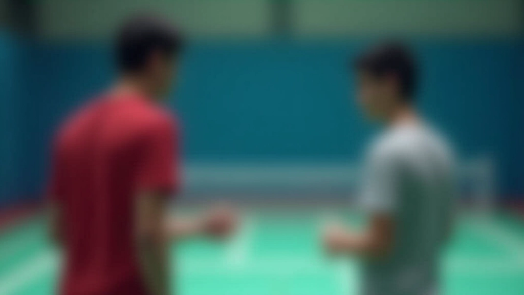 معلم بادمنتون يجيب على أسئلة لاعب شاب في بيئة تدريب احترافية